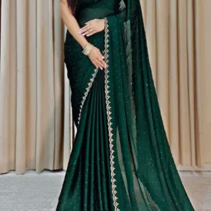 Embellished Bollywood Chiffon Saree  (Green)